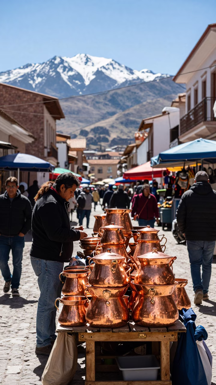 Bright Winter Noon in La Paz Bolivia Street Market Scene in in La Paz, Bolivia