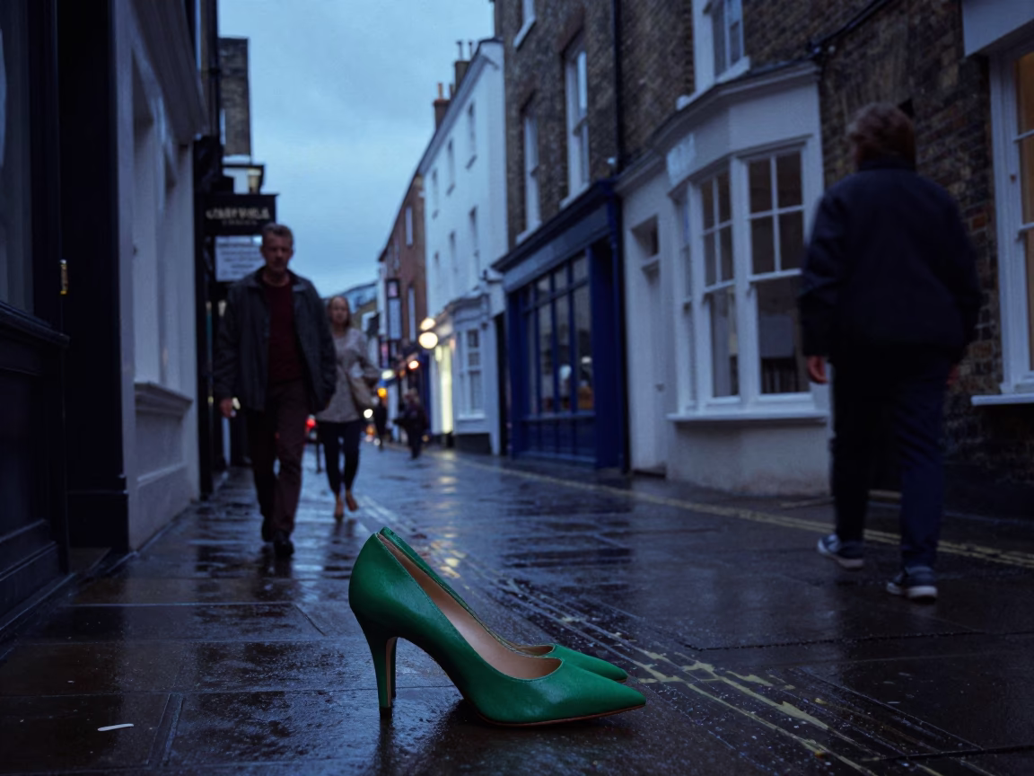 Bristol Blue Hour Street Scene with Green Pumps and Local Culture in in Bristol, United Kingdom