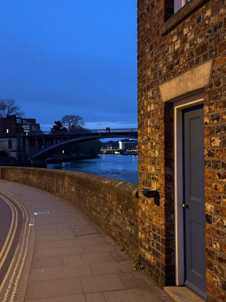 Bristol Blue Hour Street Scene with River Bridge and Urban Details in in Bristol, United Kingdom