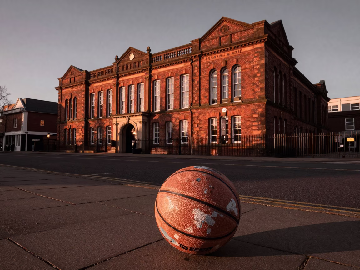 Bristol Docks Evening with Paint Flecks and Leather Basketball in in Bristol, United Kingdom