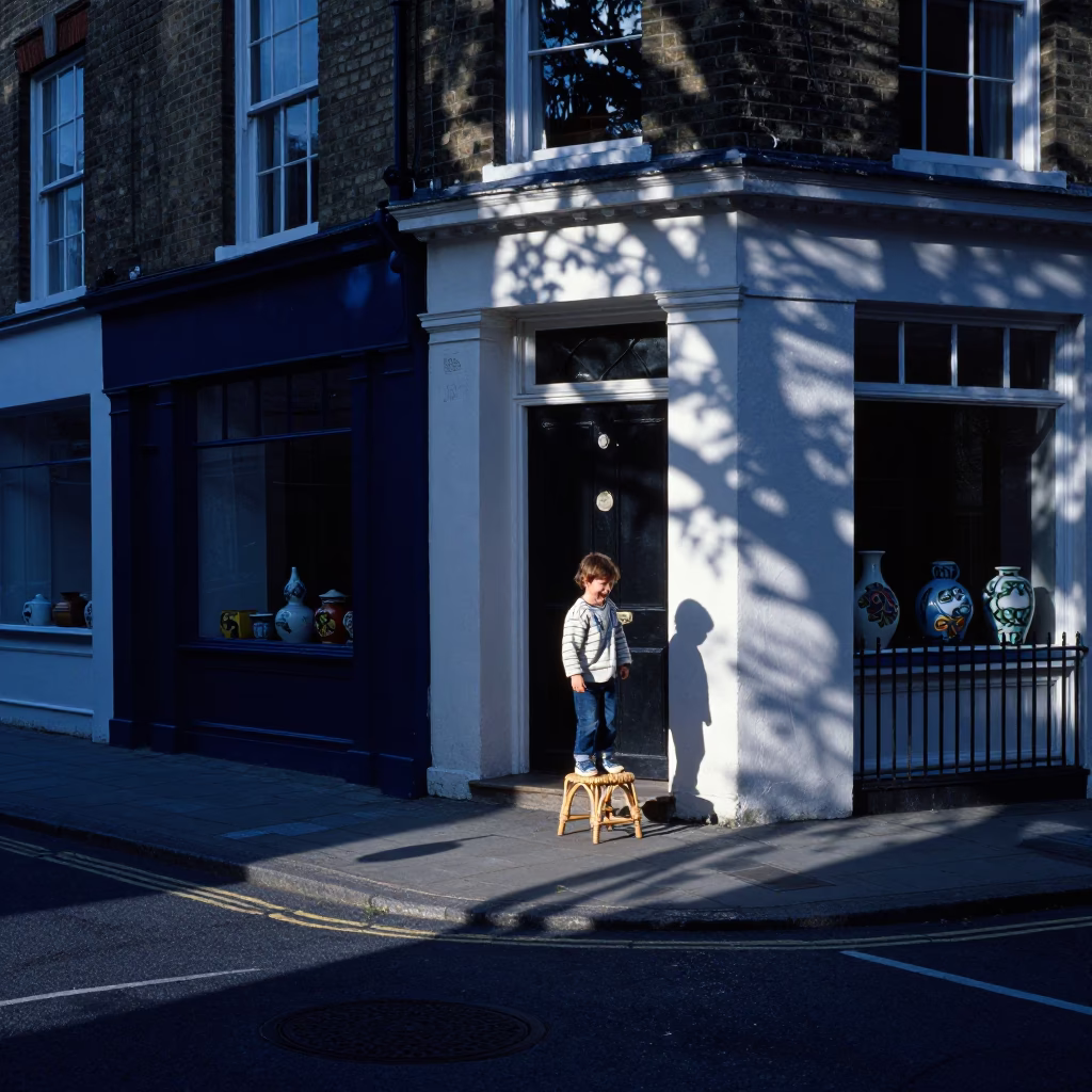 Bristol Evening Street Scene with Dappled Shadows and Ceramic Details in in Bristol, United Kingdom