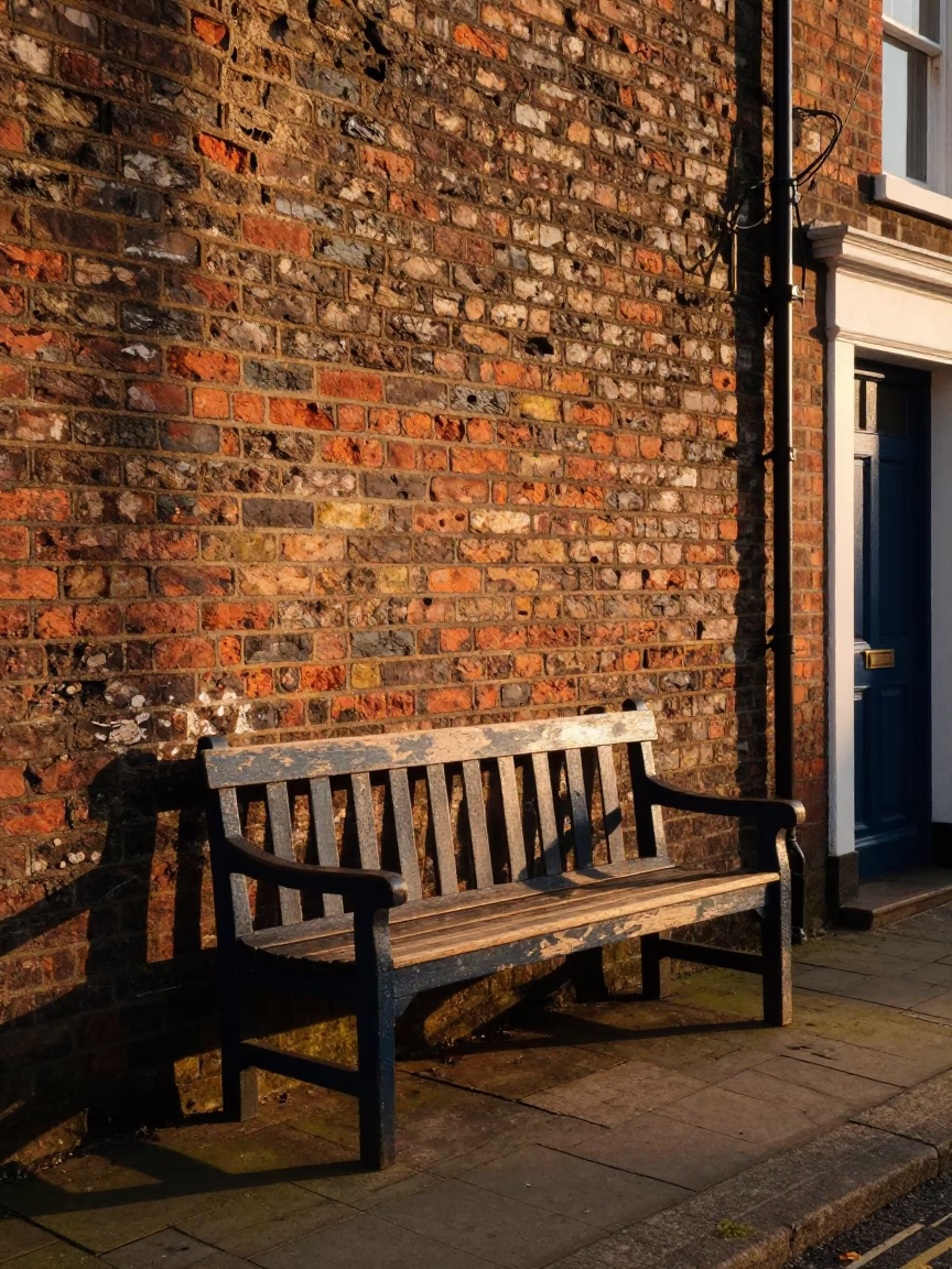 Bristol Evening Street Scene With Scuffed Painted Wood And Ceramic Mugs in in Bristol, United Kingdom