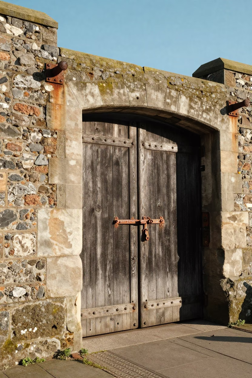 Bristol Harbor Midmorning Light Latch on Historic Dockyard Gate in in Bristol, United Kingdom