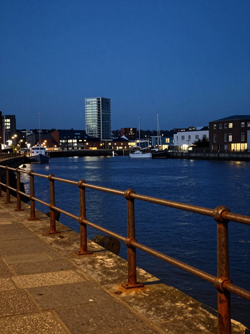 Bristol Harbor View at The Still Hours Before Dawn Light in in Bristol, United Kingdom