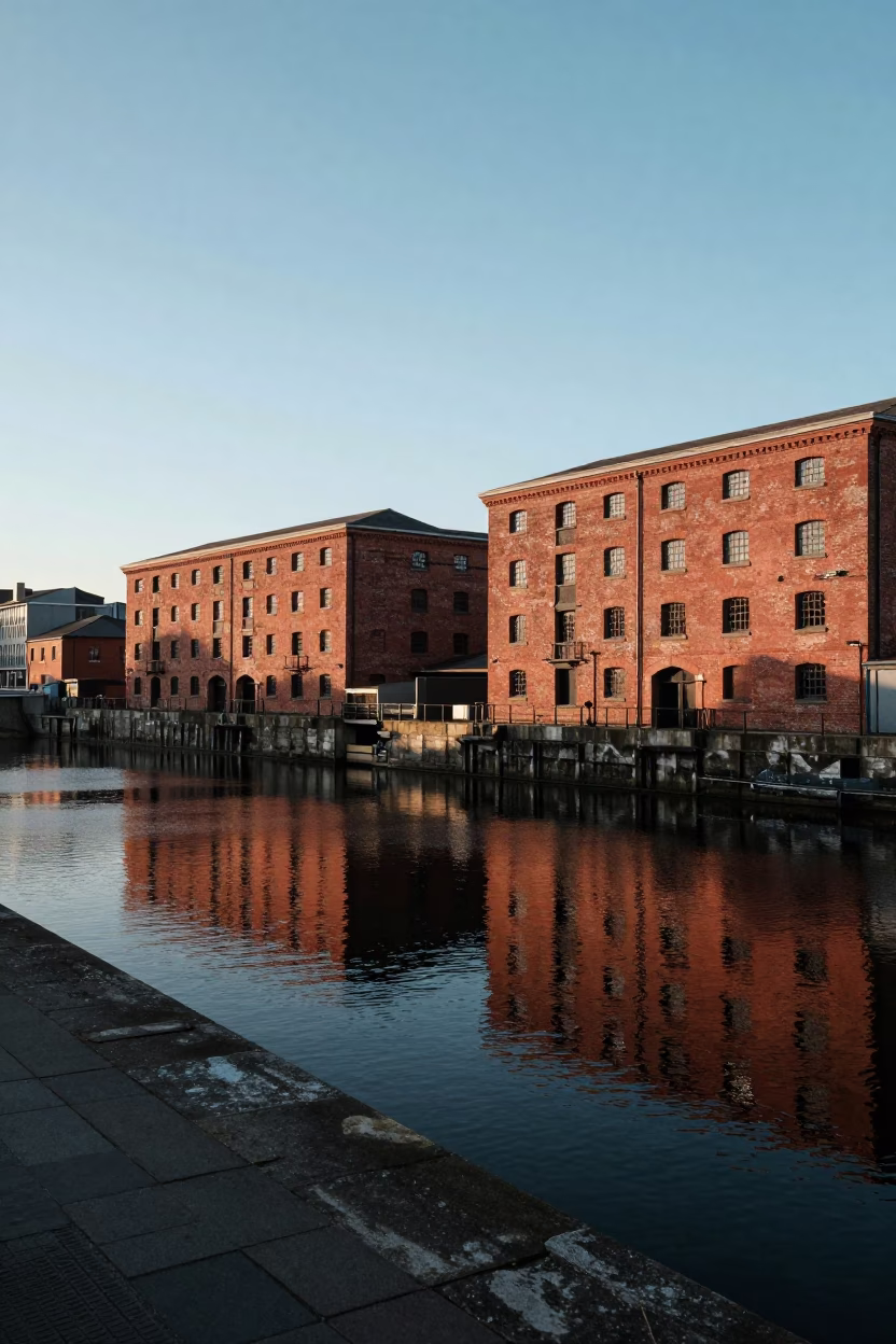 Bristol Harbourside Afternoon View of Historic Warehouses and Red Brick Buildings Along the Waterfront in in Bristol, United Kingdom