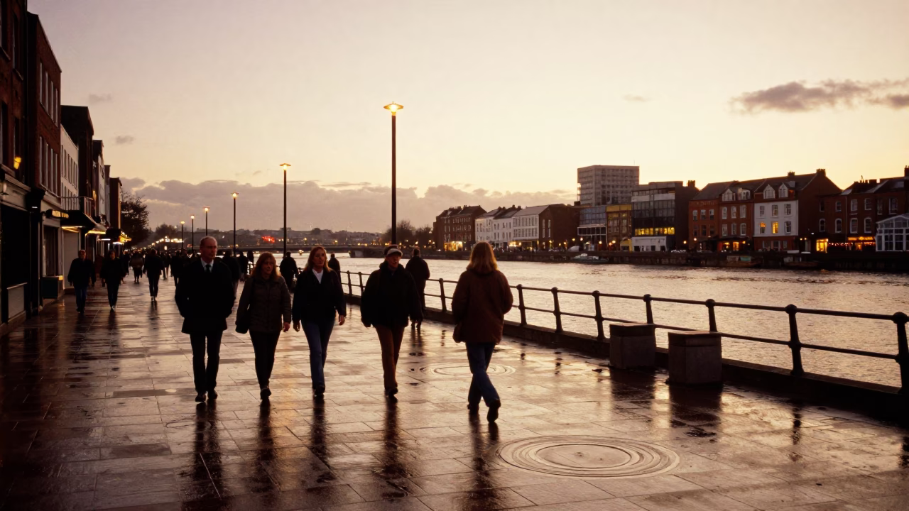 Bristol Harbourside Evening Stroll with Water Rings and Window Light in in Bristol, United Kingdom