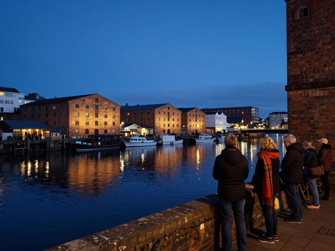 Bristol Harbourside Evening with Wool Scarves and Vintage Market Charm in in Bristol, United Kingdom
