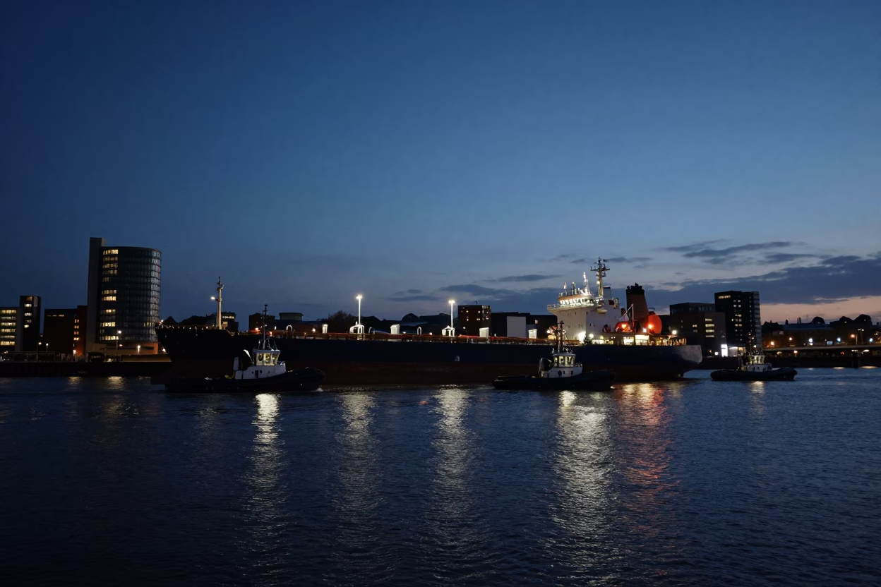 Bristol Night Scene at The Still Hours Before Dawn Light in in Bristol, United Kingdom