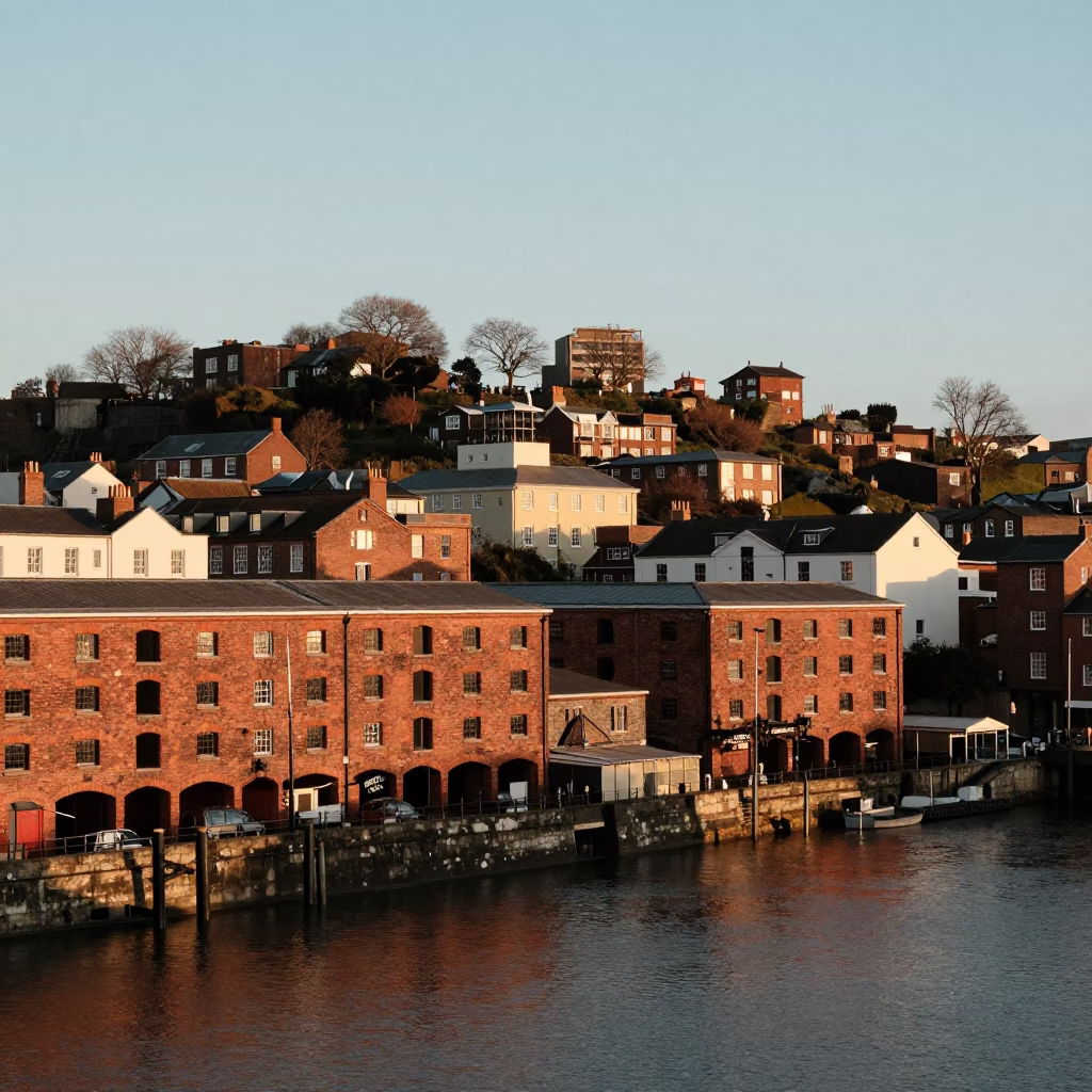 Bristol Sunset View of Historic Harbour and Georgian Architecture in in Bristol, United Kingdom