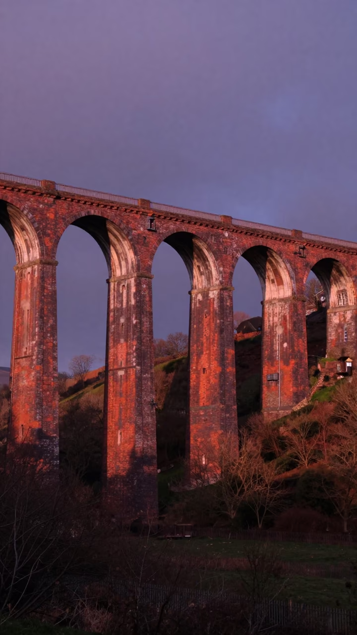 Bristol UK Copper Dusk Railway Viaduct Arch Valley Landscape in in Bristol, United Kingdom