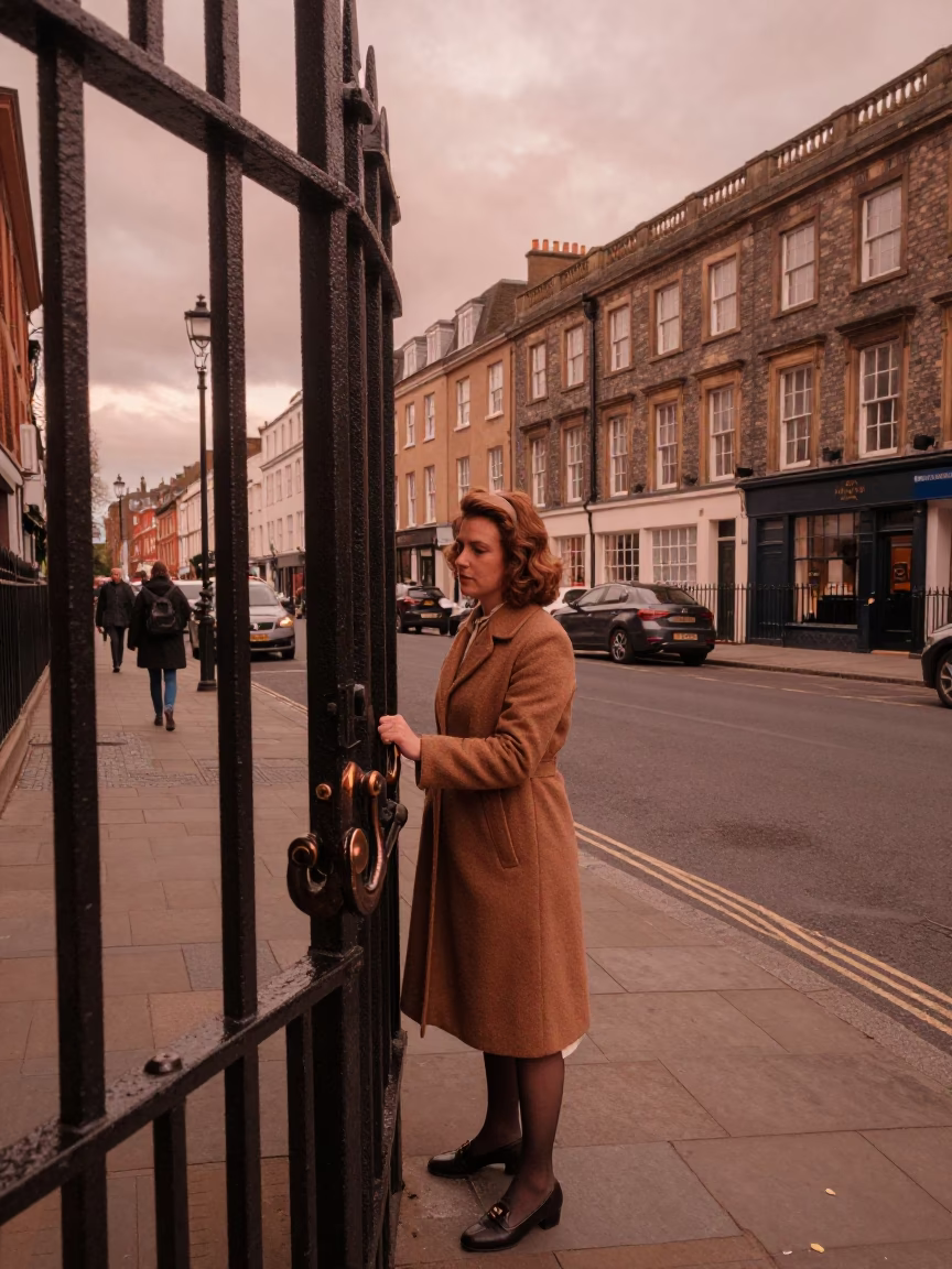 Bristol UK Dusk Street Scene with Gate Handle and University Notes in in Bristol, United Kingdom