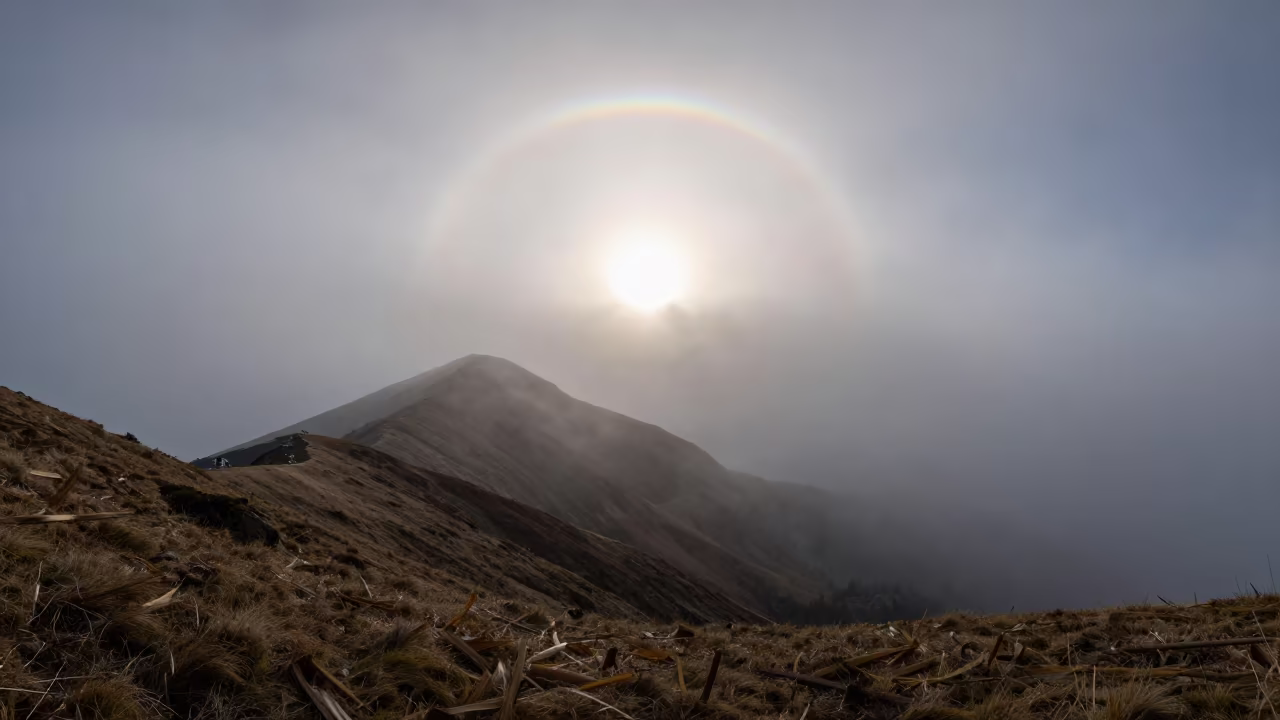 Brocken Spectre Halo Over Stacked Thunderheads Near Oran in over a horizon of stacked thunderheads near Oran
