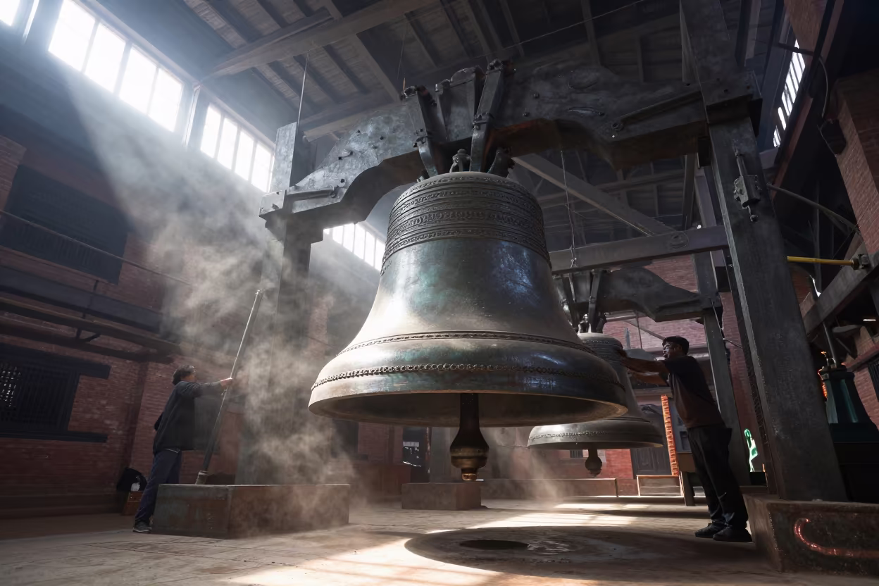 Bronze Bell Polished in Bhaktapur Turbine Hall in in a turbine hall near Bhaktapur