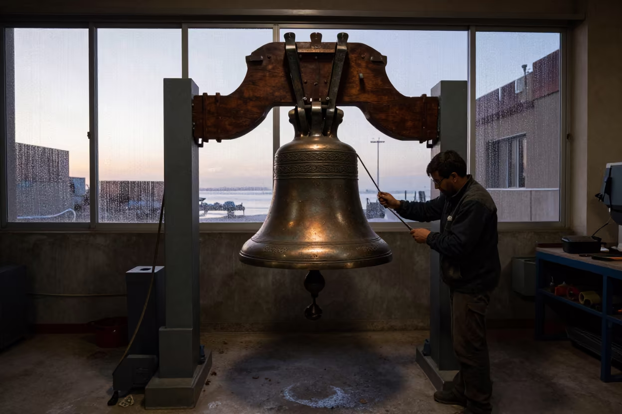 Bronze Bell Polished in El Jadida Machine Shop in in a machine shop near El Jadida