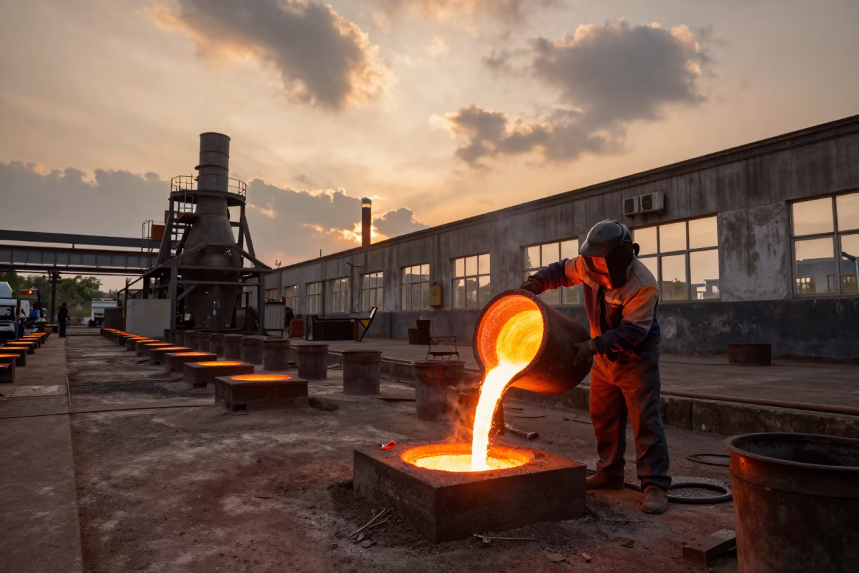 Bronze Pour in Haikou Evening Foundry in in Haikou