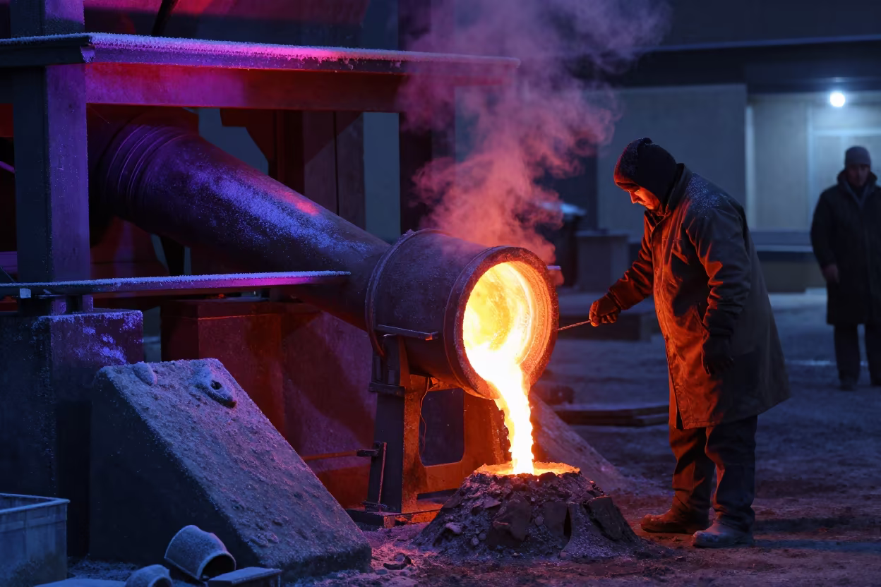Bronze Pouring in Mashhad Winter Night in in Mashhad