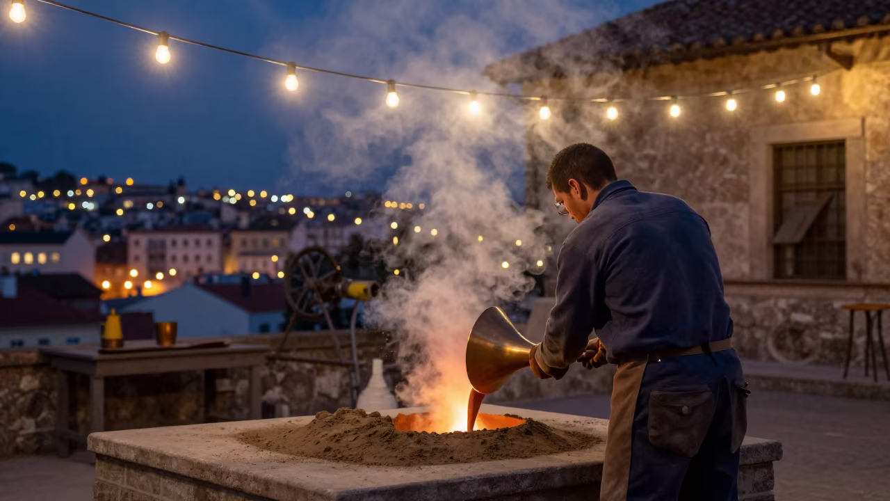 Bronze Pouring in San-Pédro Old Quarter in in the old quarter in San-Pédro