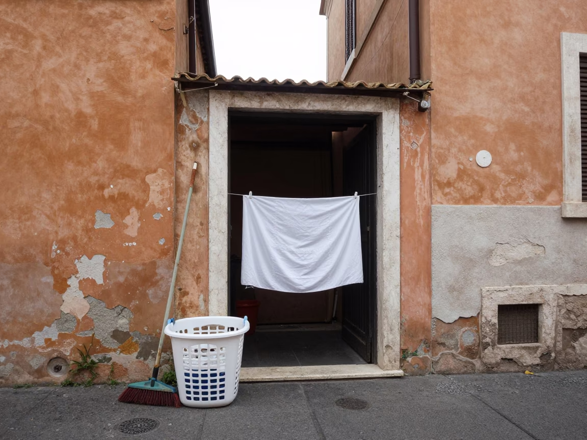Broom at Midday Light in in Rome, Italy