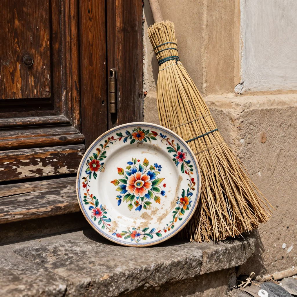 Broom in Prague at Midday Light in in Prague, Czech Republic
