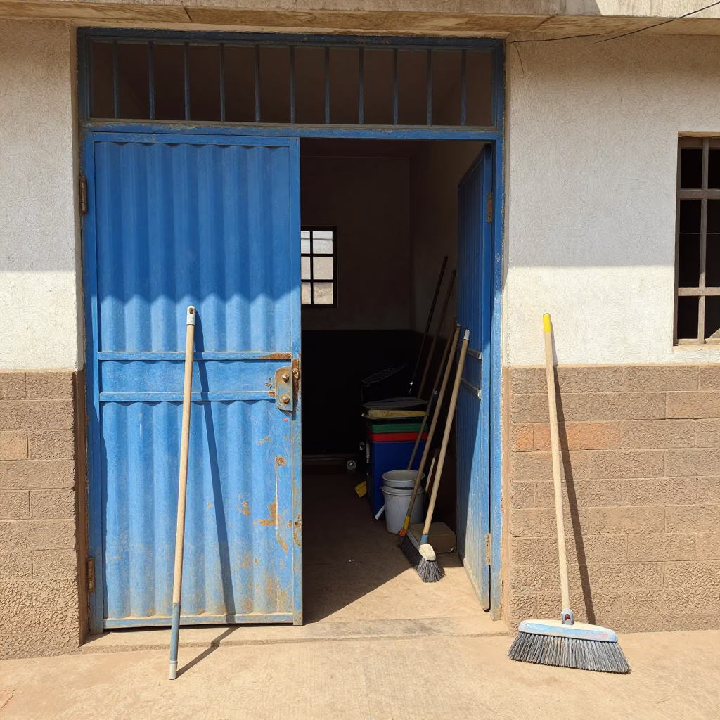 Brooms at Flat Noon Light in in Johannesburg, South Africa