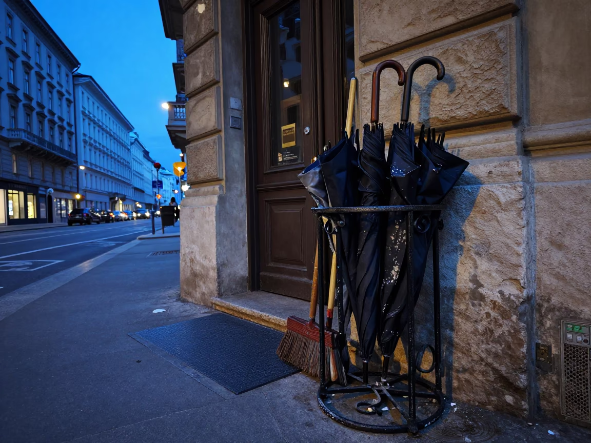 Brooms in Vienna at Blue Hour in in Vienna, Austria