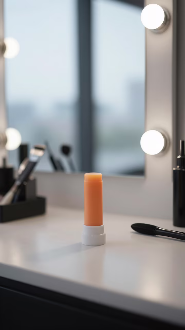 Brow Wax Stick Bin at Barber Station Hefei in at a barber station beneath mirror bulbs in Hefei