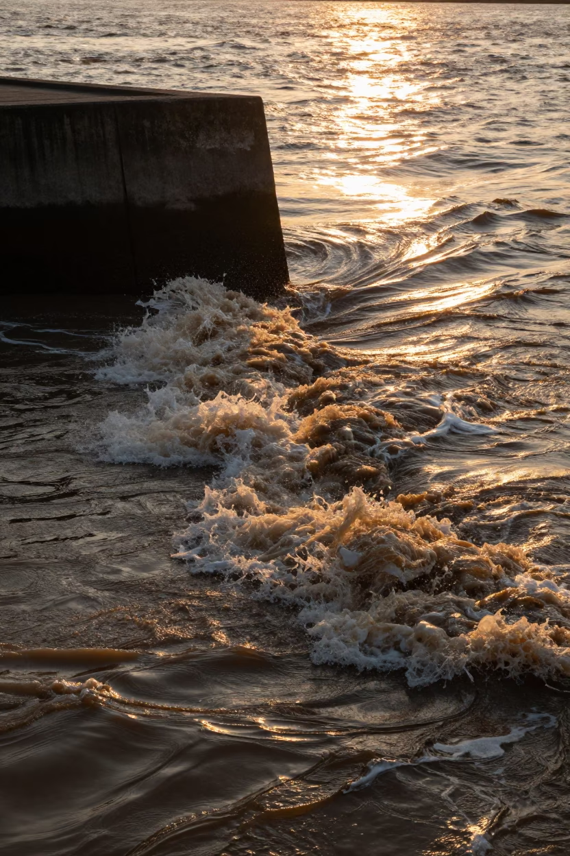 Brown Current in Charleston at Sunset Light in in Charleston, South Carolina, United States