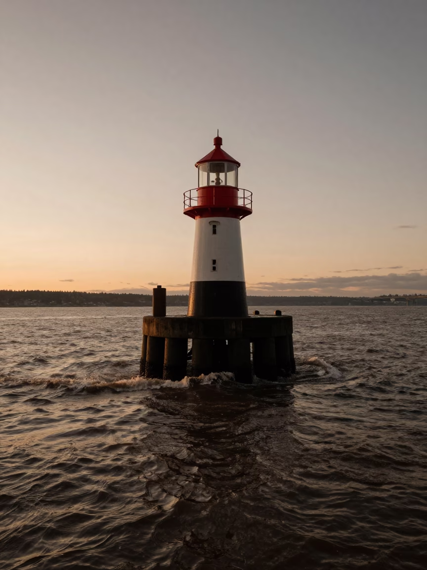 Brown Current in Seattle at Nautical Dawn Light in in Seattle, Washington, United States