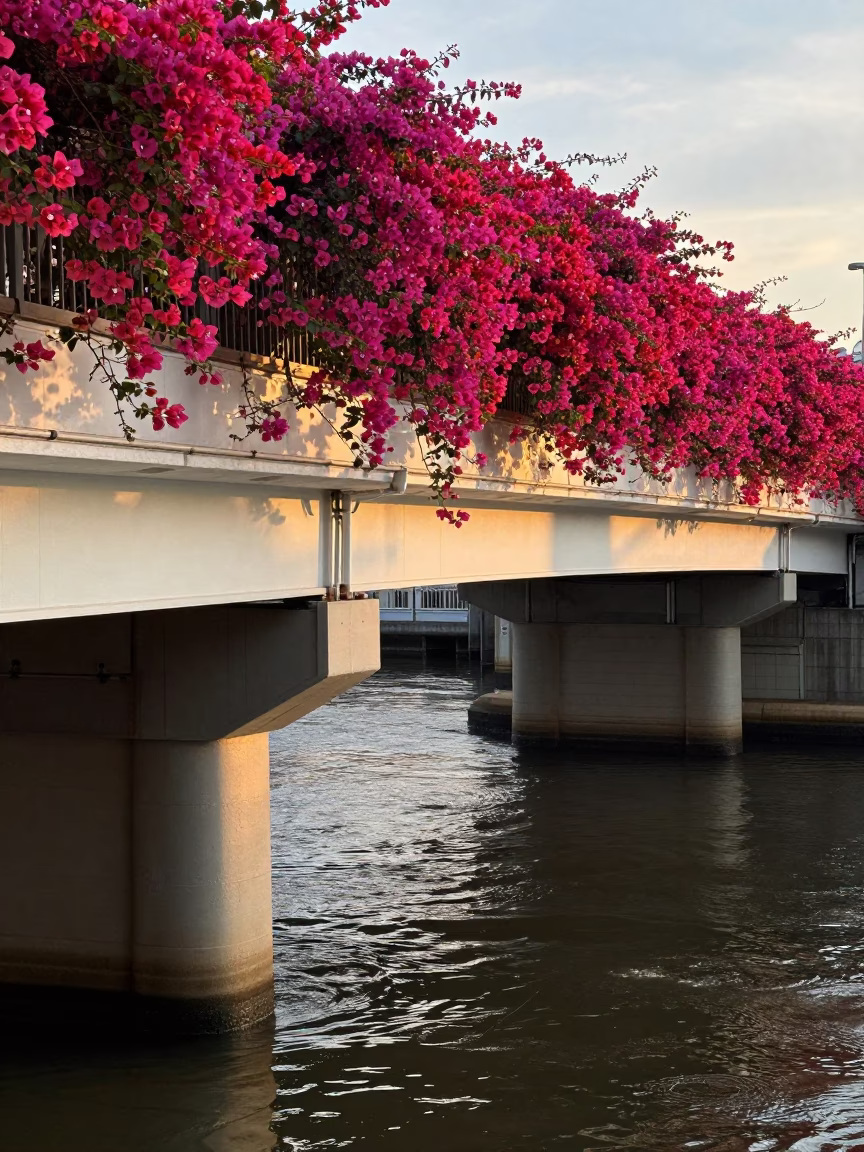 Brown Current in Tokyo at Sunset Light in in Tokyo, Japan