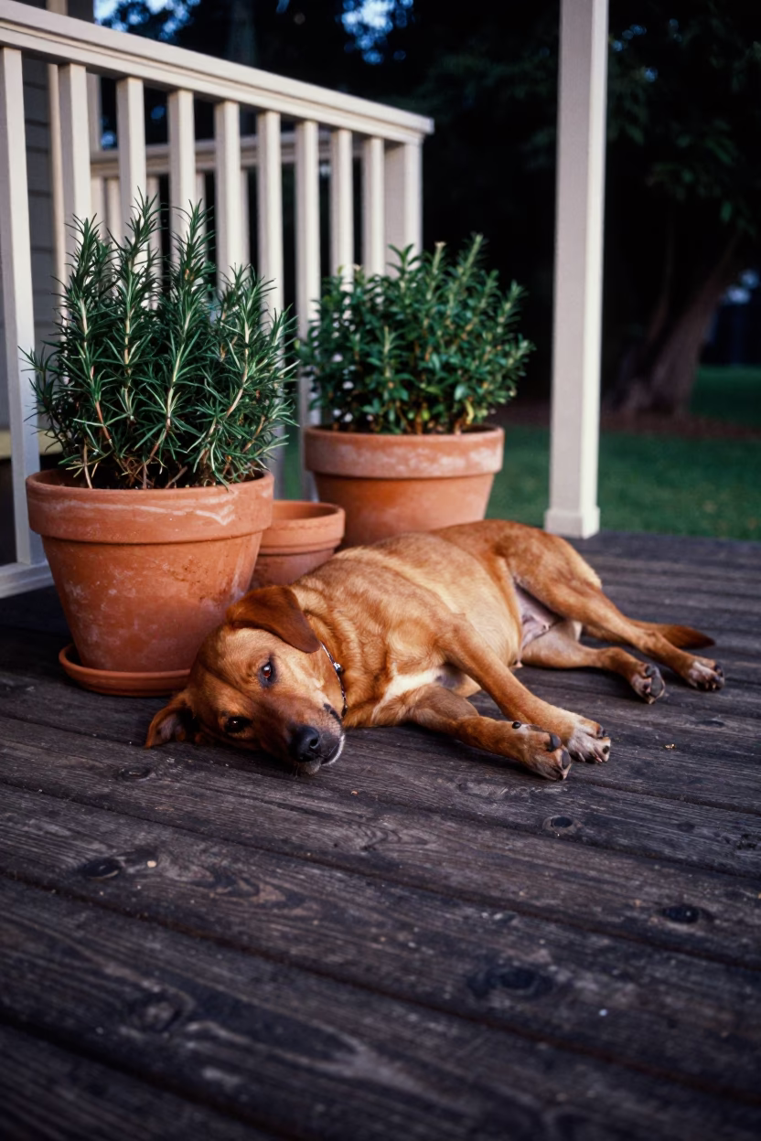Brown Dog in Melbourne at Evening Light in in Melbourne, Victoria, Australia