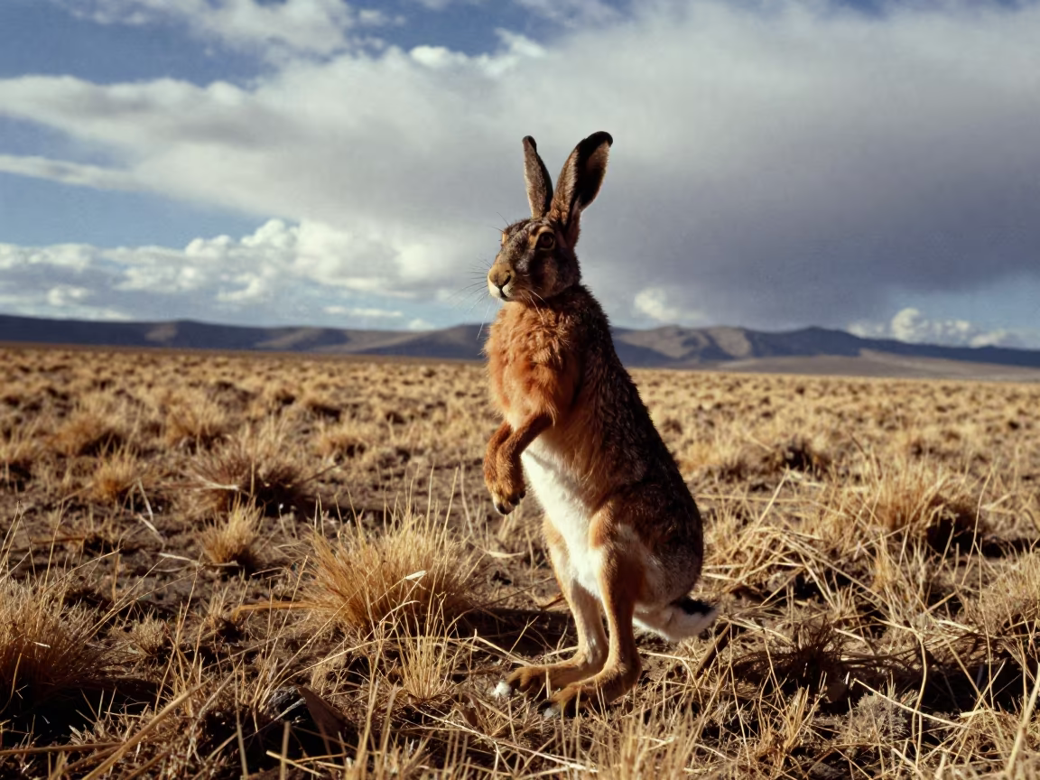 Brown Hare Boxing in March Field Bolivia in in Bolivia