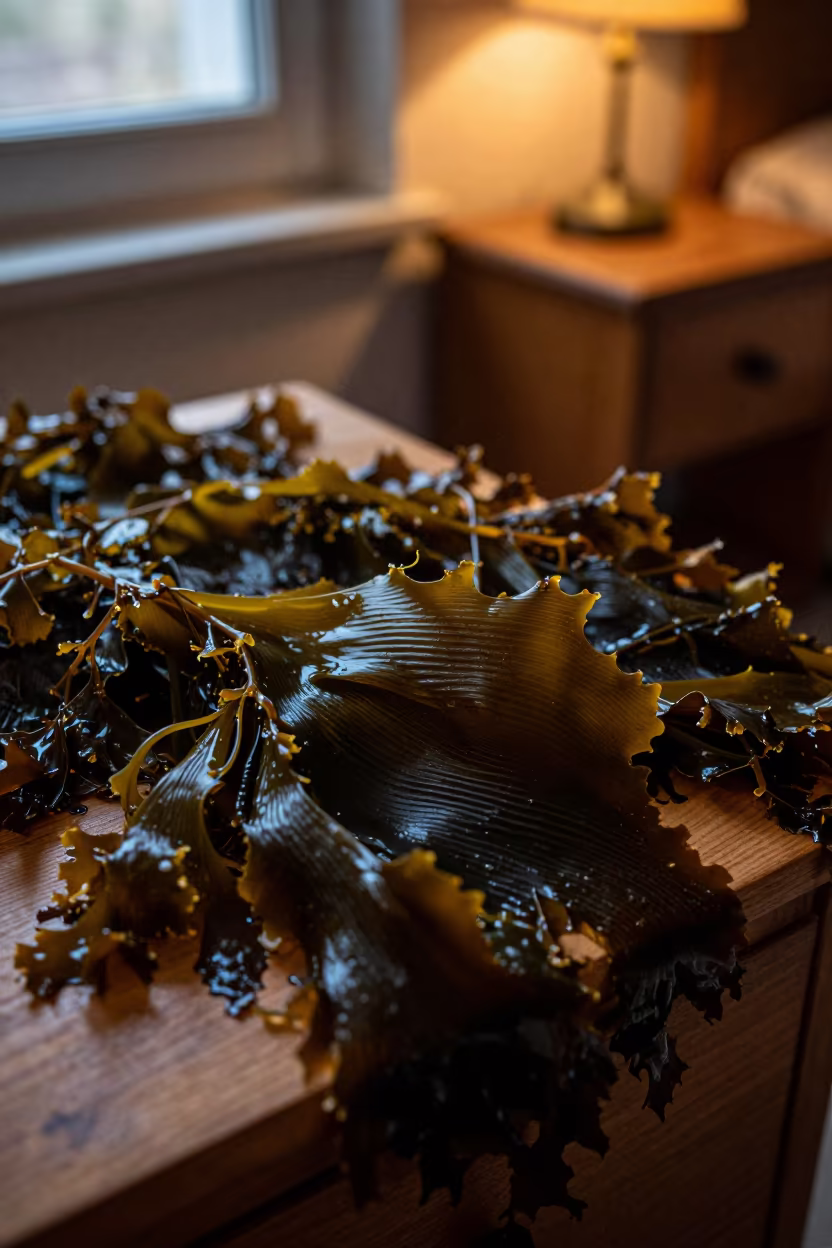 Brown Rockweed on Şanlıurfa Bedside Table in on a bedside table in Şanlıurfa