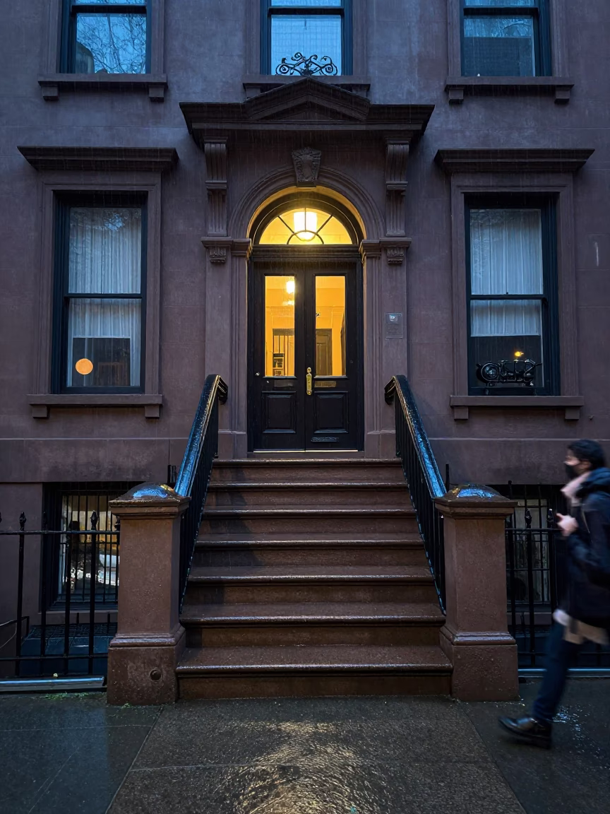 Brownstone Entrance in Boston in in Boston, Massachusetts, United States