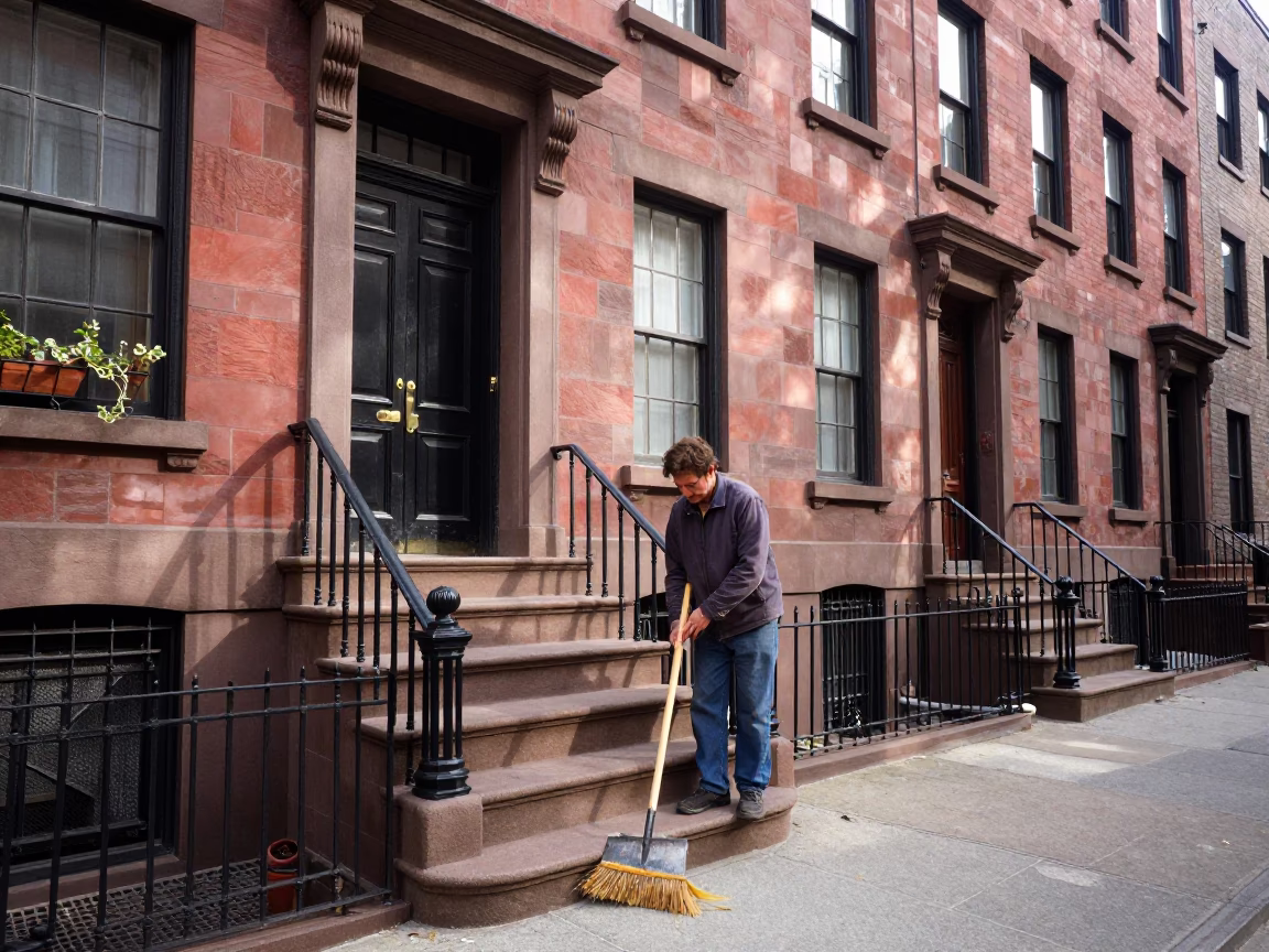 Brownstone Steps in Boston in in Boston, Massachusetts, United States