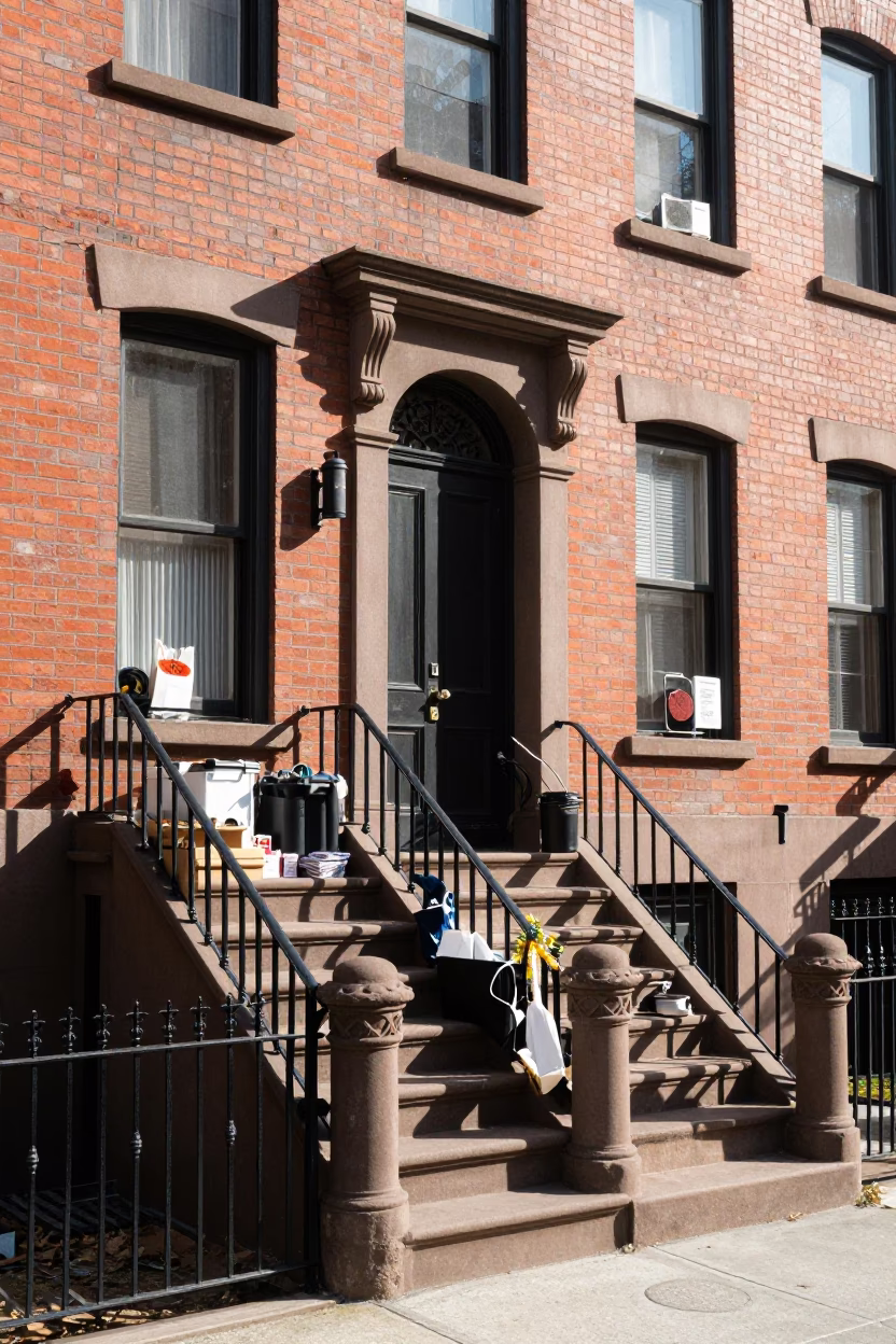 Brownstone Stoop in New York in in New York, New York, United States