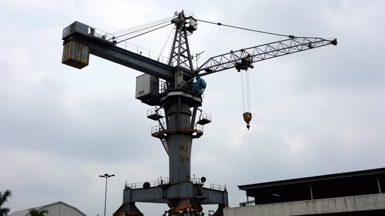 Brunei Construction Crane Under Overcast Sky in in Brunei
