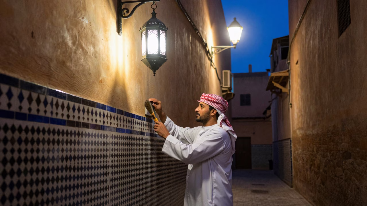 Brushing Coat in Fez in in Fez, Morocco