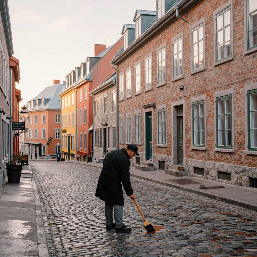 Brushing Coat in Quebec City in in Quebec City, Quebec, Canada