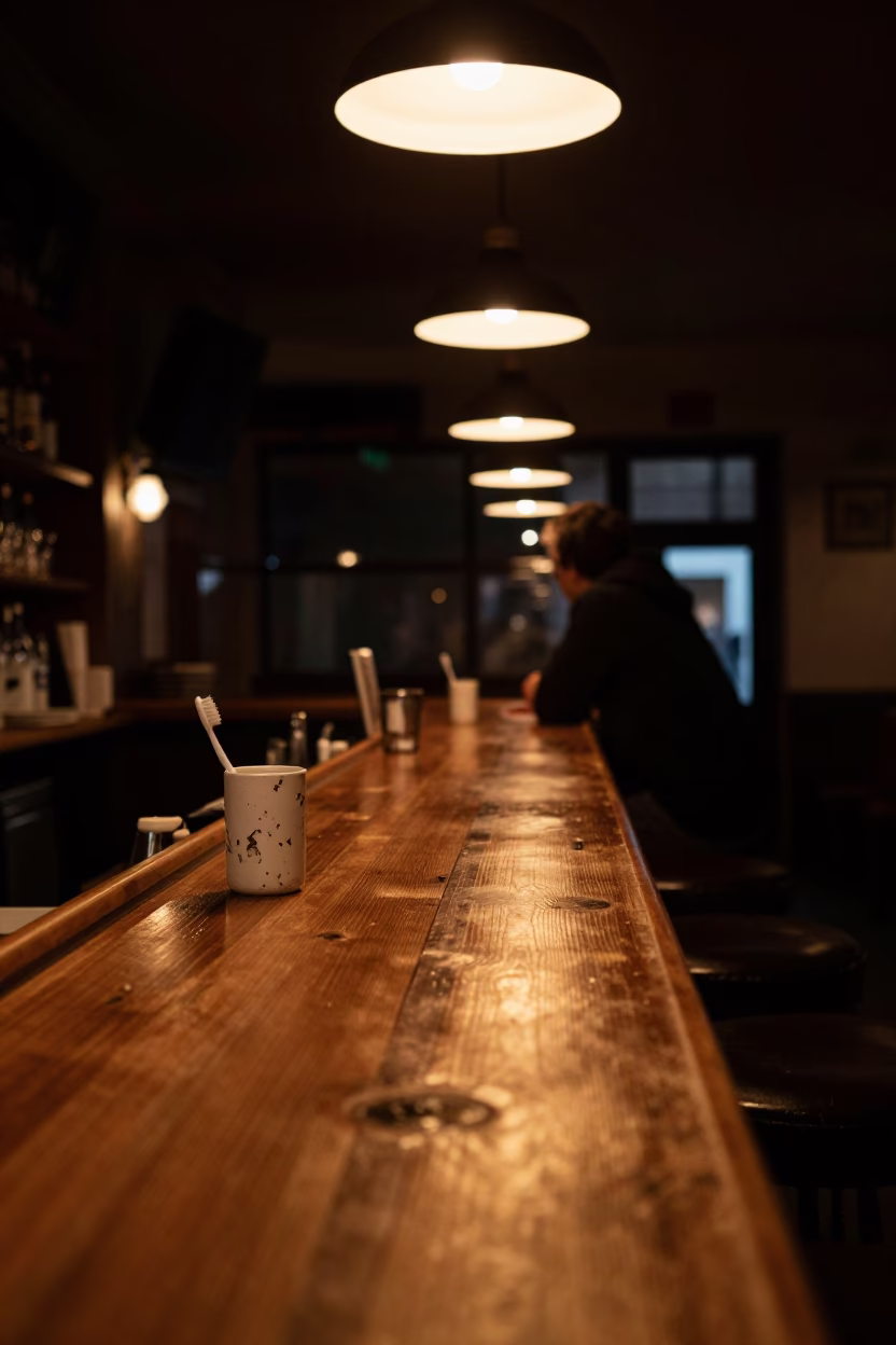 Brussels Bar Interior at Deep In The Night Light in in Brussels, Belgium