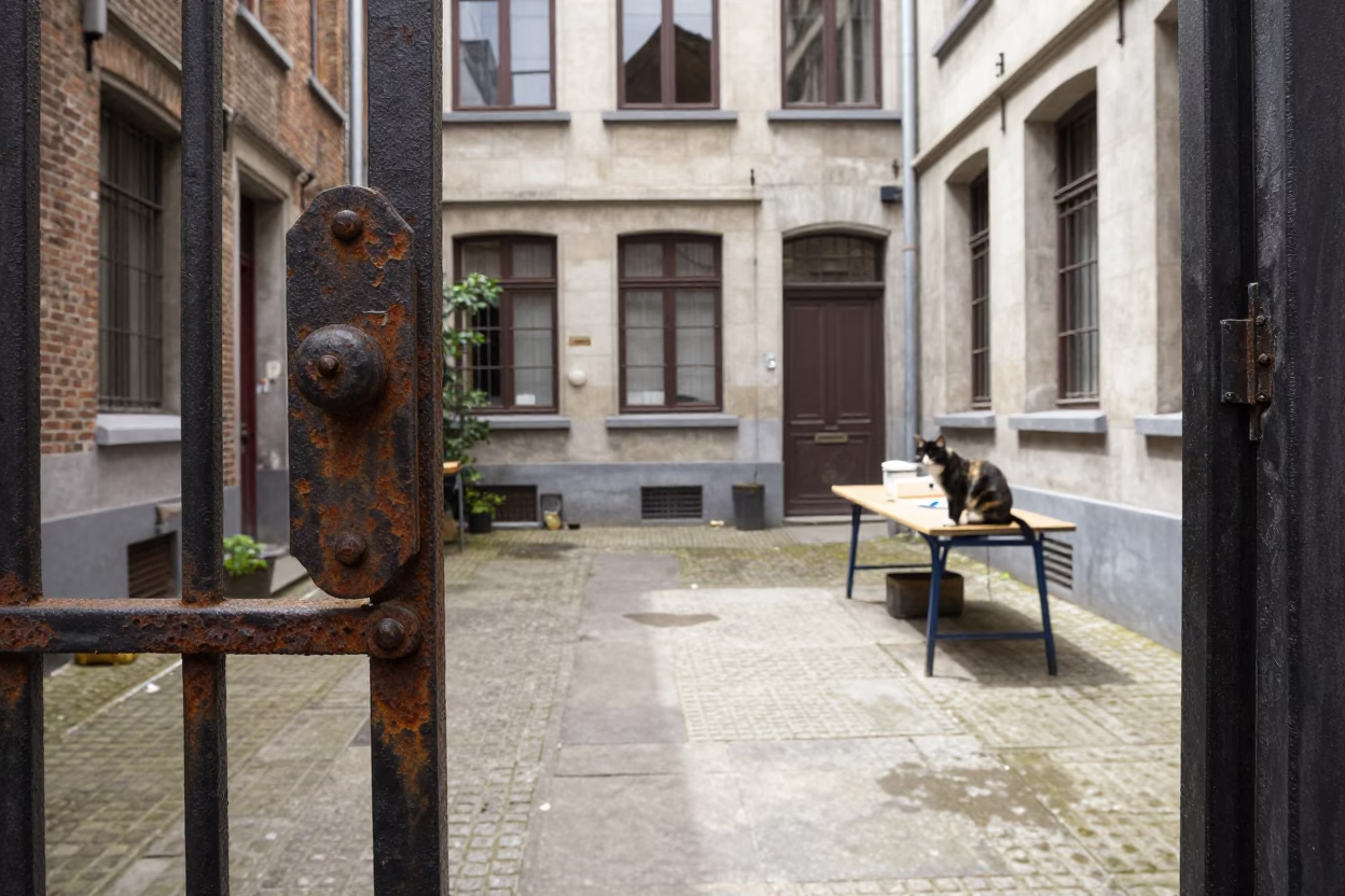 Brussels Cat at Flat Noon Light in in Brussels, Belgium