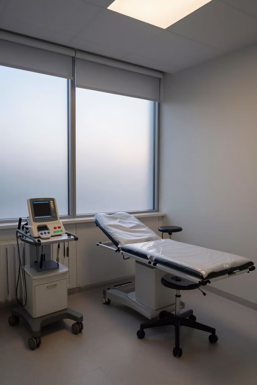 Brussels Clinic Exam Room Before Dawn in inside an imaging suite near Brussels