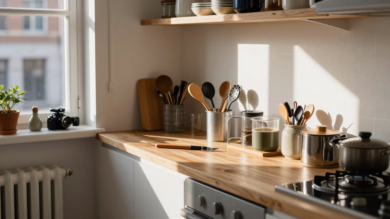 Brussels Kitchen Counter at The Late Morning Light in in Brussels, Belgium
