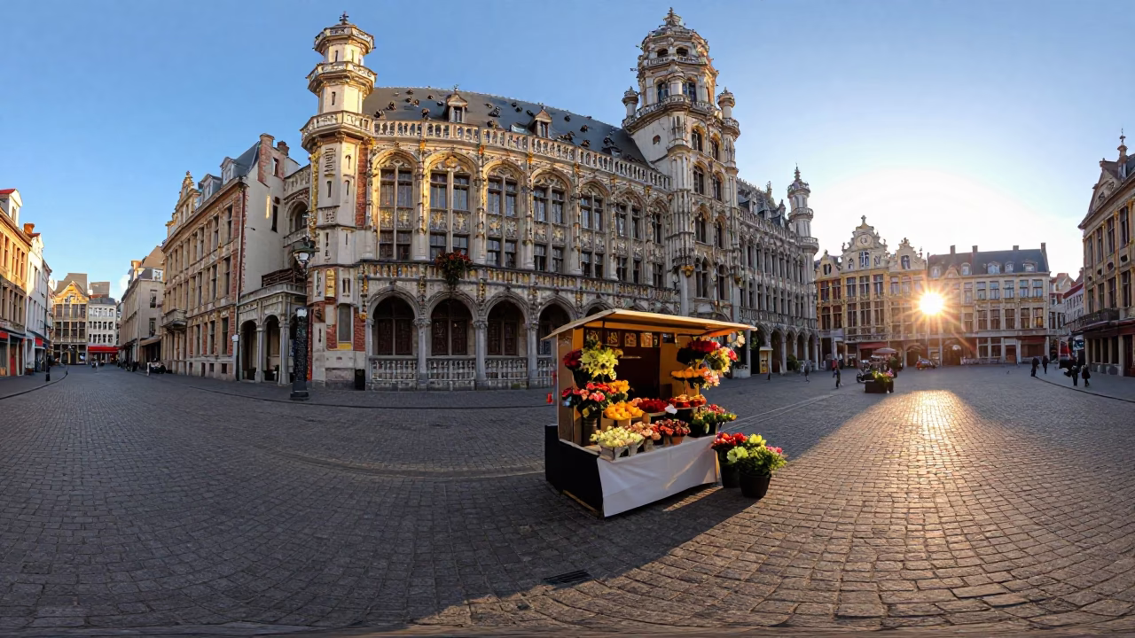 Brussels Light Morning at As First Light Reaches The Scene in in Brussels, Belgium