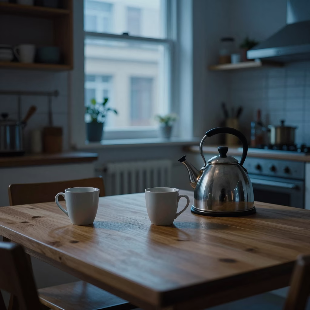 Brussels Scene Kitchen at Sunrise Light in in Brussels, Belgium