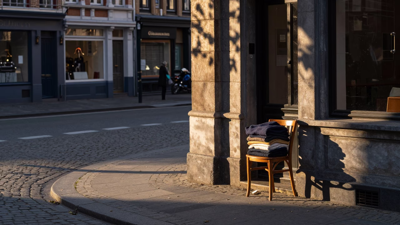 Brussels Street Scene at First Light Of Dawn in in Brussels, Belgium