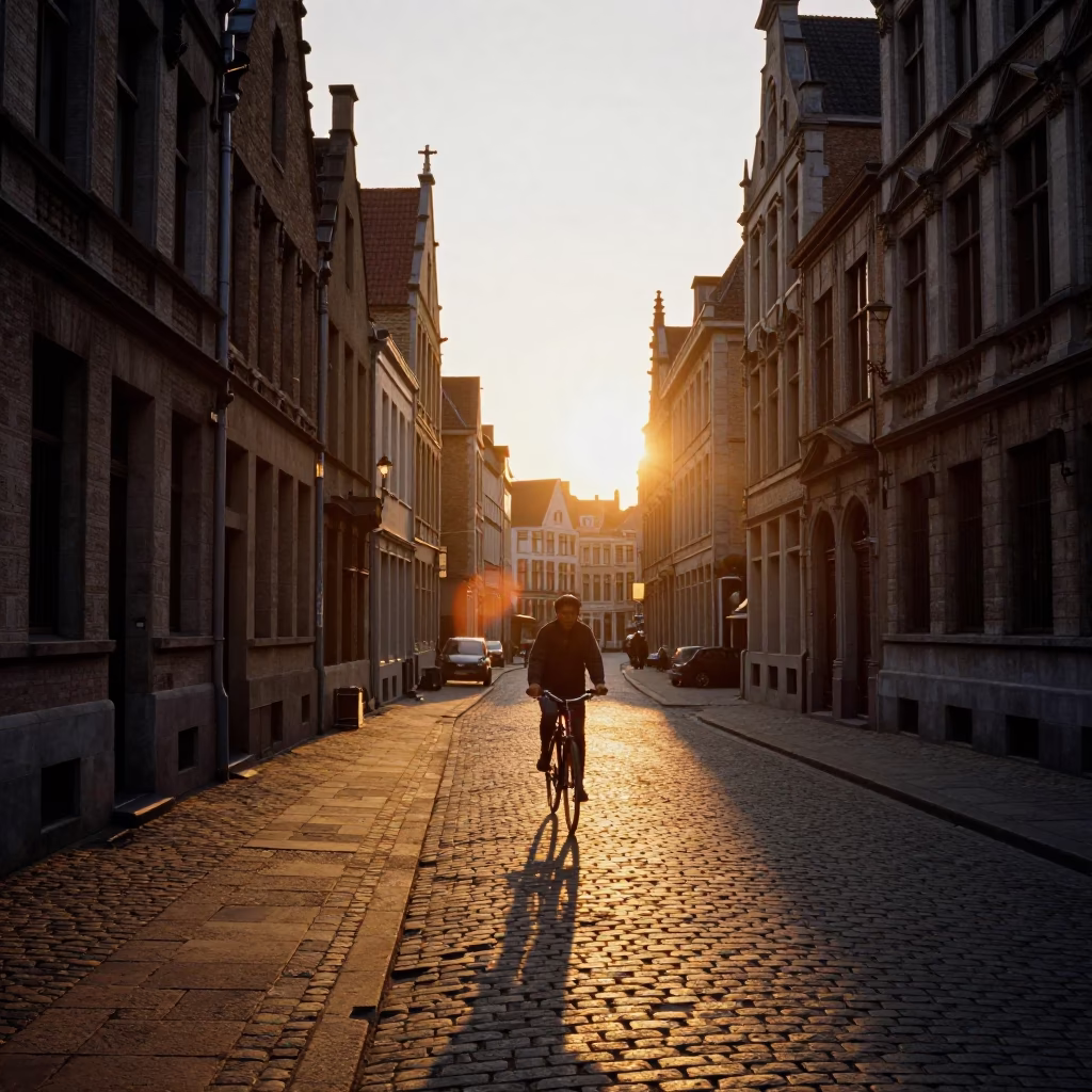 Brussels Sunset Hour at Sunset Light in in Brussels, Belgium