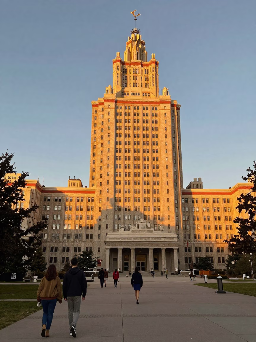Brutalist University Tower in Honeyed Evening Light Toronto Ontario Canada in in Toronto, Ontario, Canada