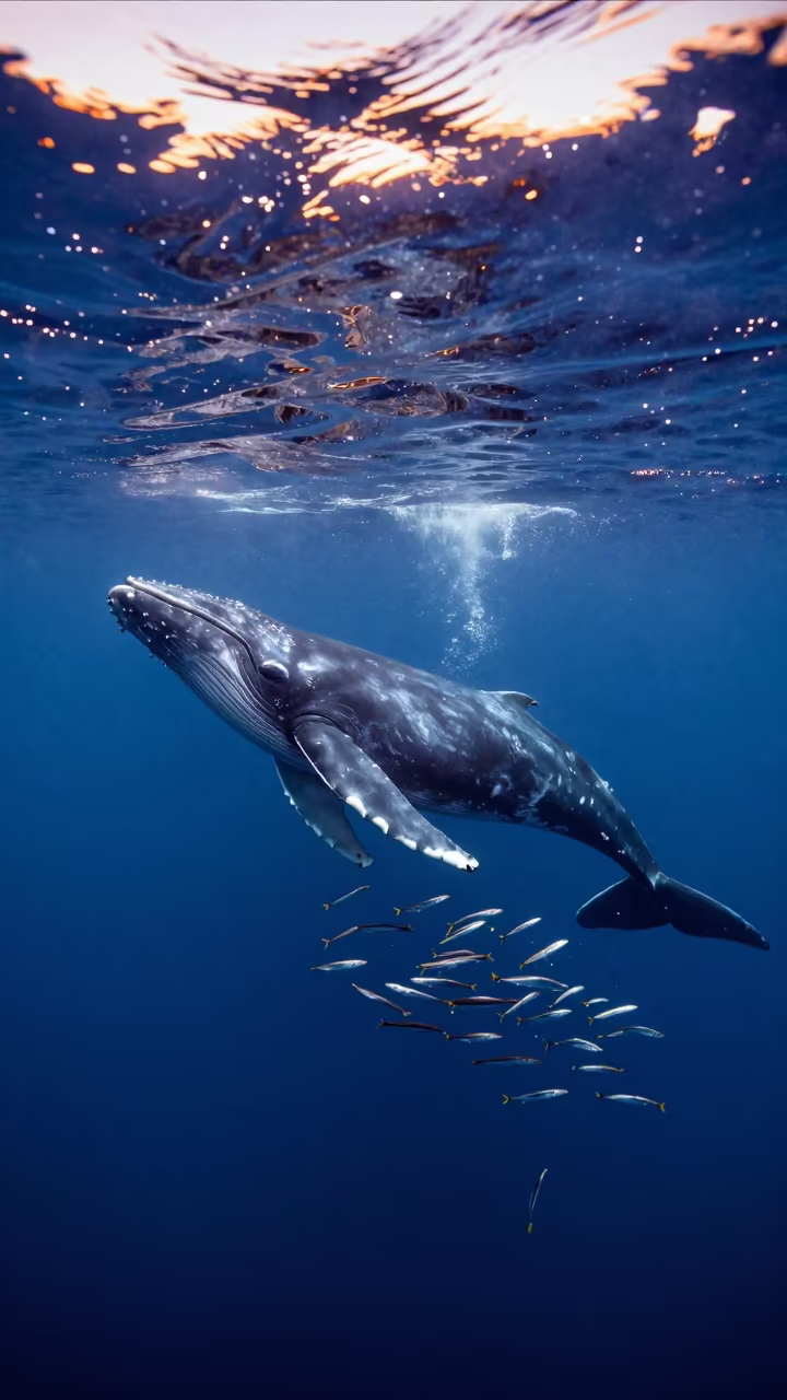 Bryde's Whale Lunges Through Sardine Ball in New Zealand in in New Zealand