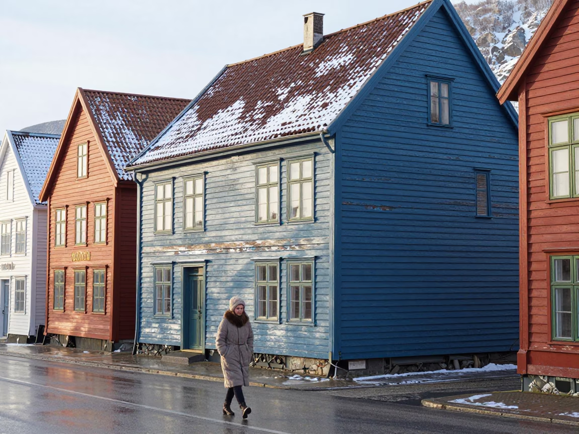 Bryggen Houses in Bergen in in Bergen, Norway