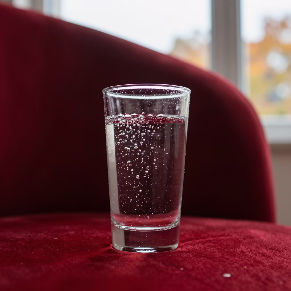 Bubbles in Sparkling Water on Velvet Chair in on a velvet chair near Wuhan